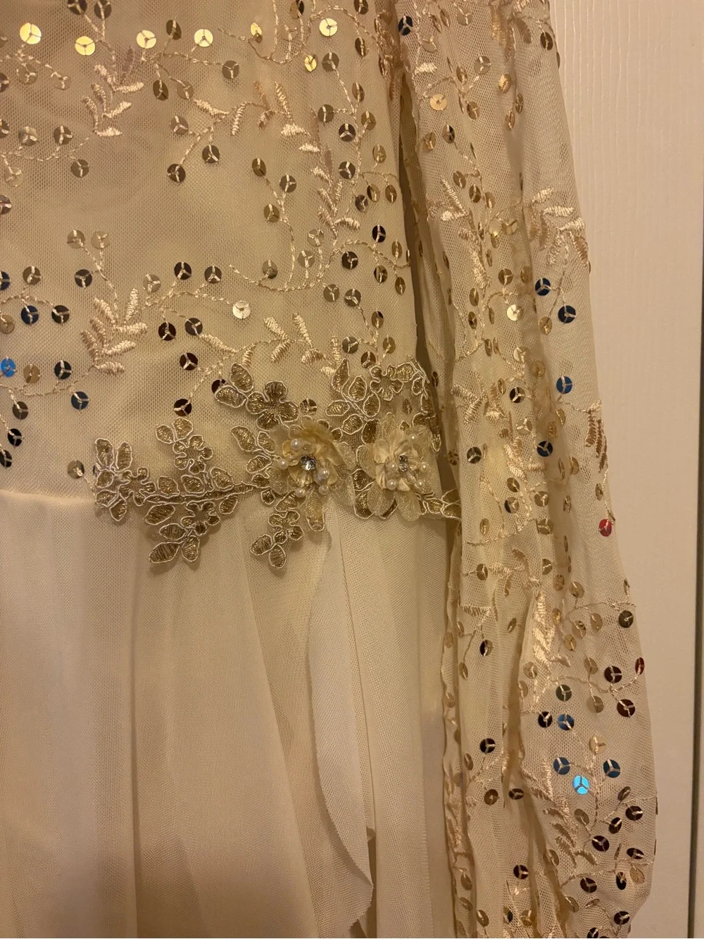 Weissman Girls'👧🏻Cream Sequin✨Dance Costume Sz LC